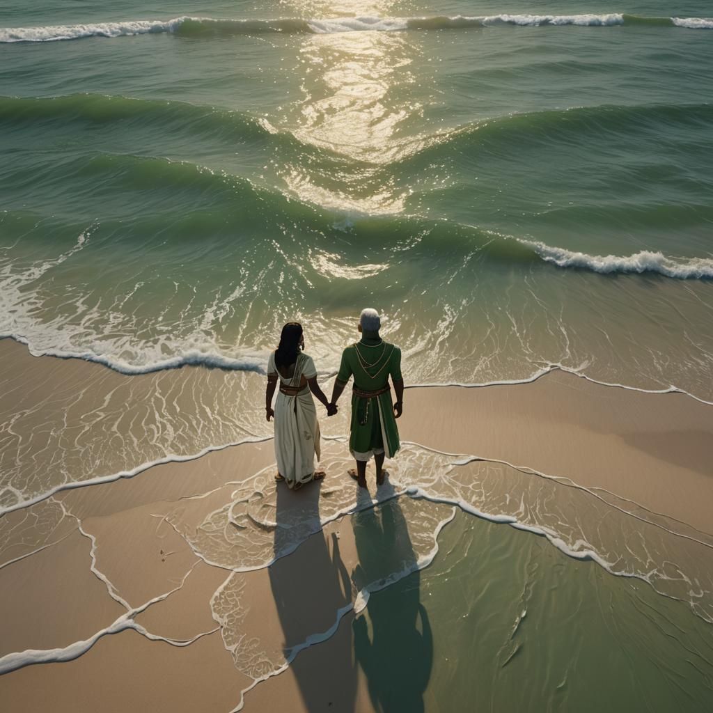 Indian Couple on Beach, Digital Matte Painting