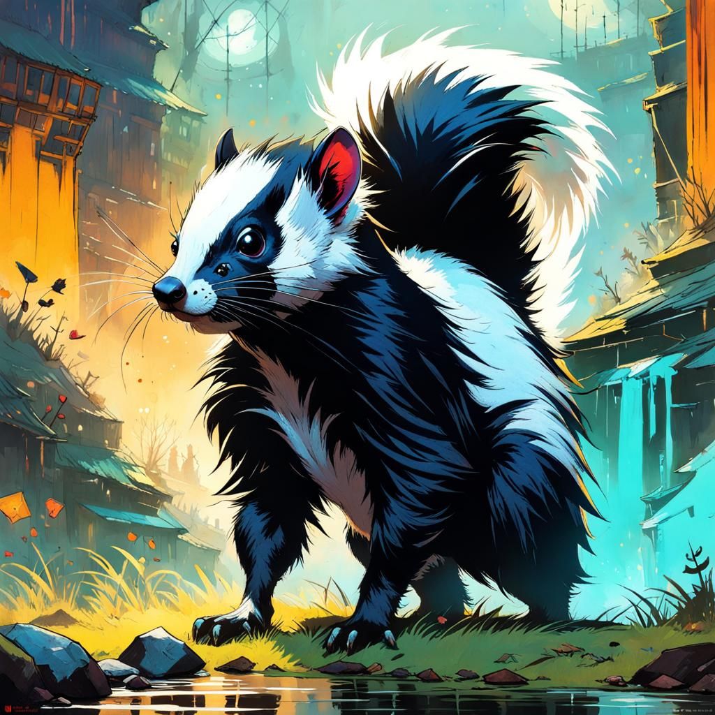Fantasy Skunk Portrait in Detailed Digital Art Style