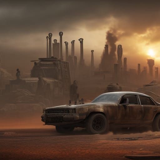 Dystopian Mad Max Landscape in Detailed Matte Painting