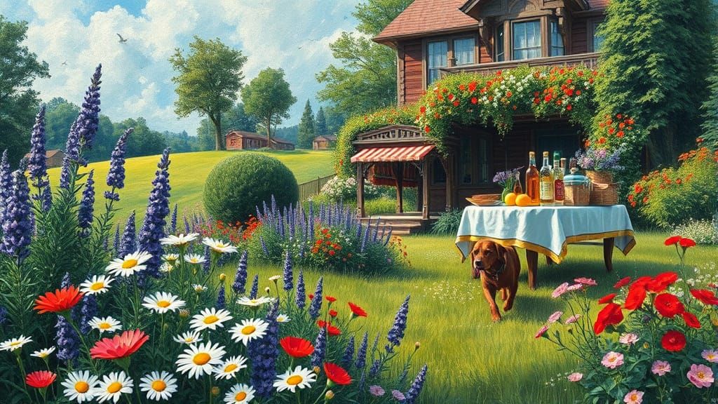 Vibrant Flower Garden in Van Gogh Style