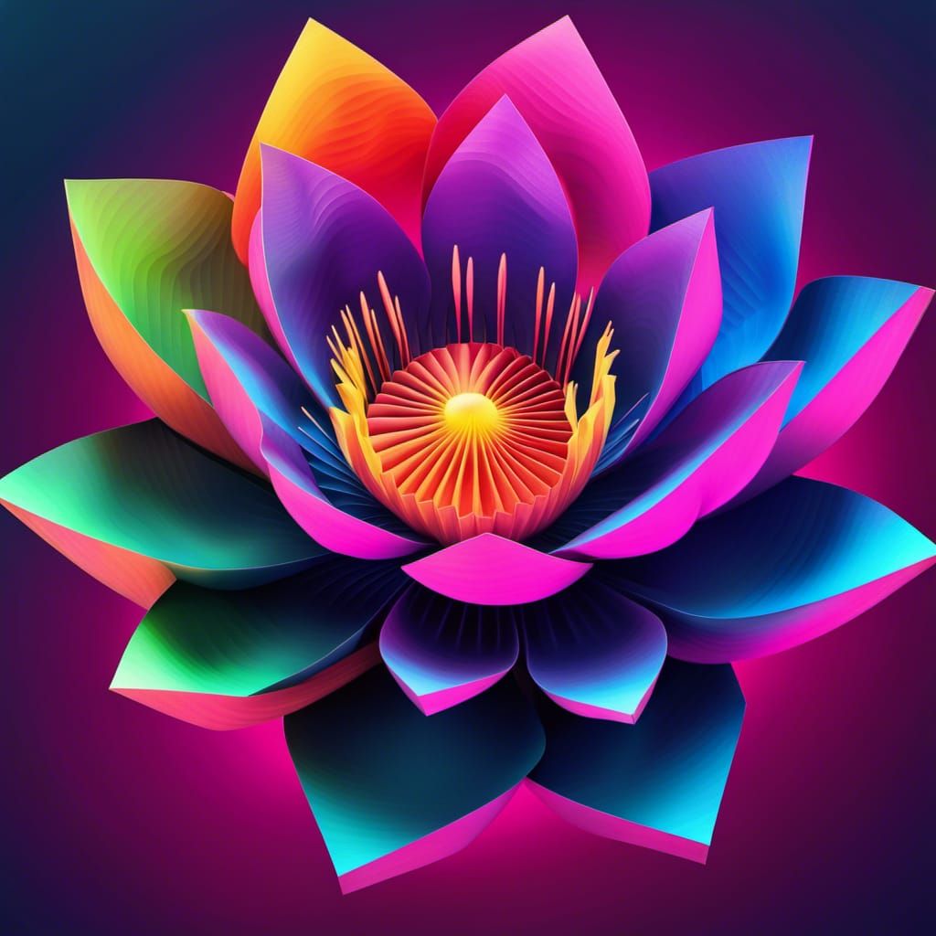 Gradient colored blossoming Lotus Flower, magic the gatherin...