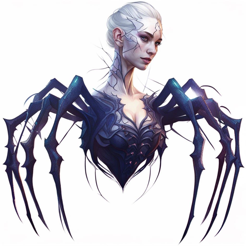 Intricate Spider-Woman Hybrid in Dark Fantasy Style