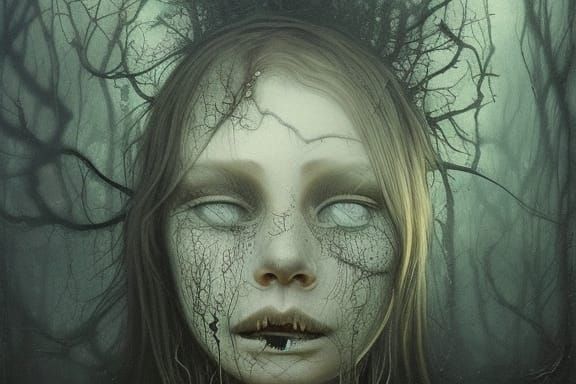 Eerie Dark Environment in Art Nouveau Style