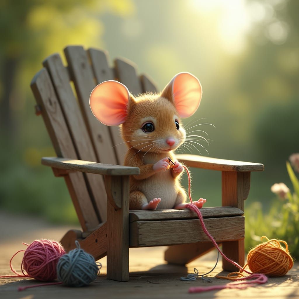 Cozy Mouse in Whimsical Garden Scene