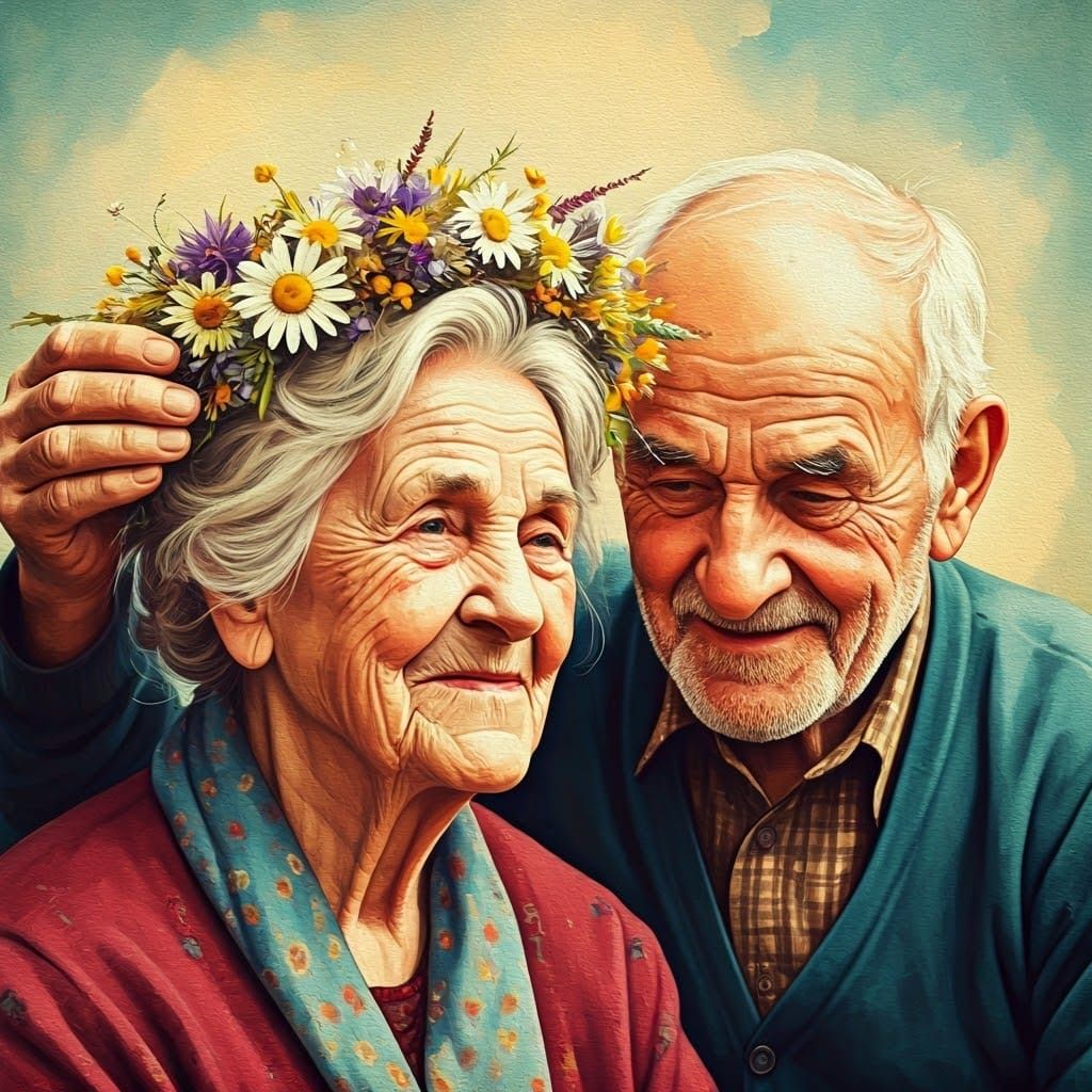 Warm Vintage Moment of Love and Admiration in a Whimsical Wa...