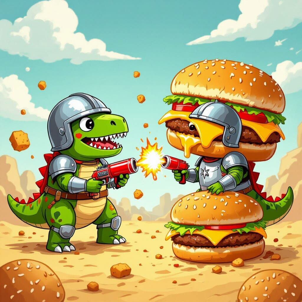 Dino Nuggets Wage War on Cheeseburgers with Soda Cannons