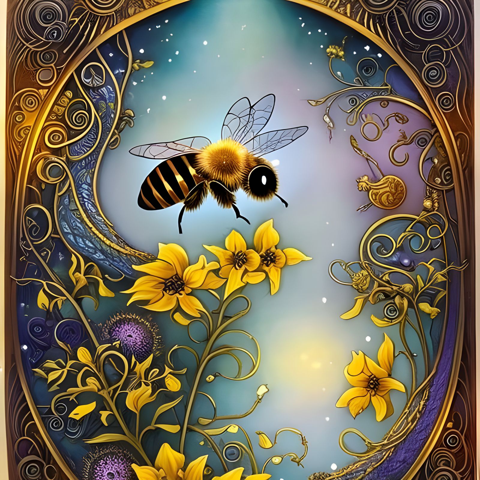 Magical Honeybee with Luminous Sparkles