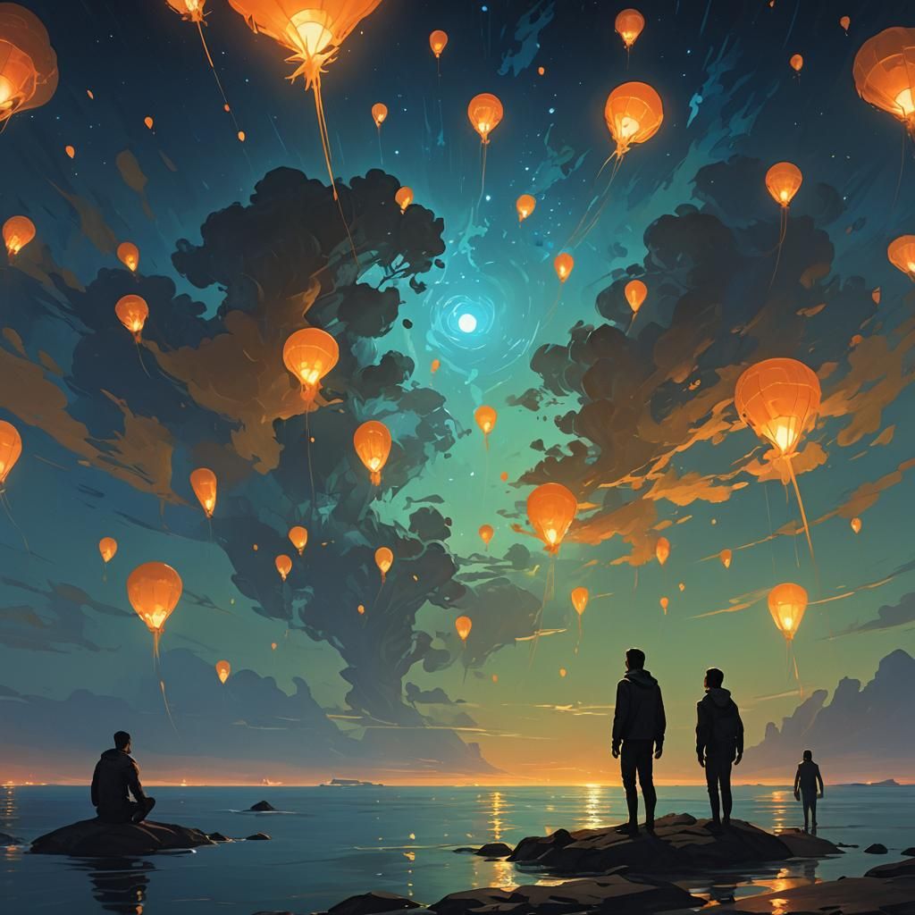 Bioluminescent Silhouettes in the Night