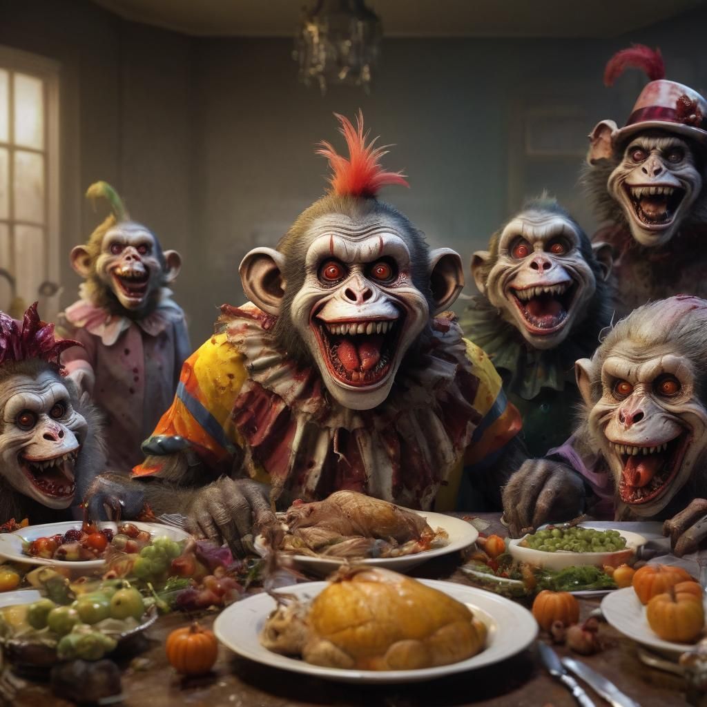 Zombie Monkey Clown Thanksgiving: Hyperrealistic Horror
