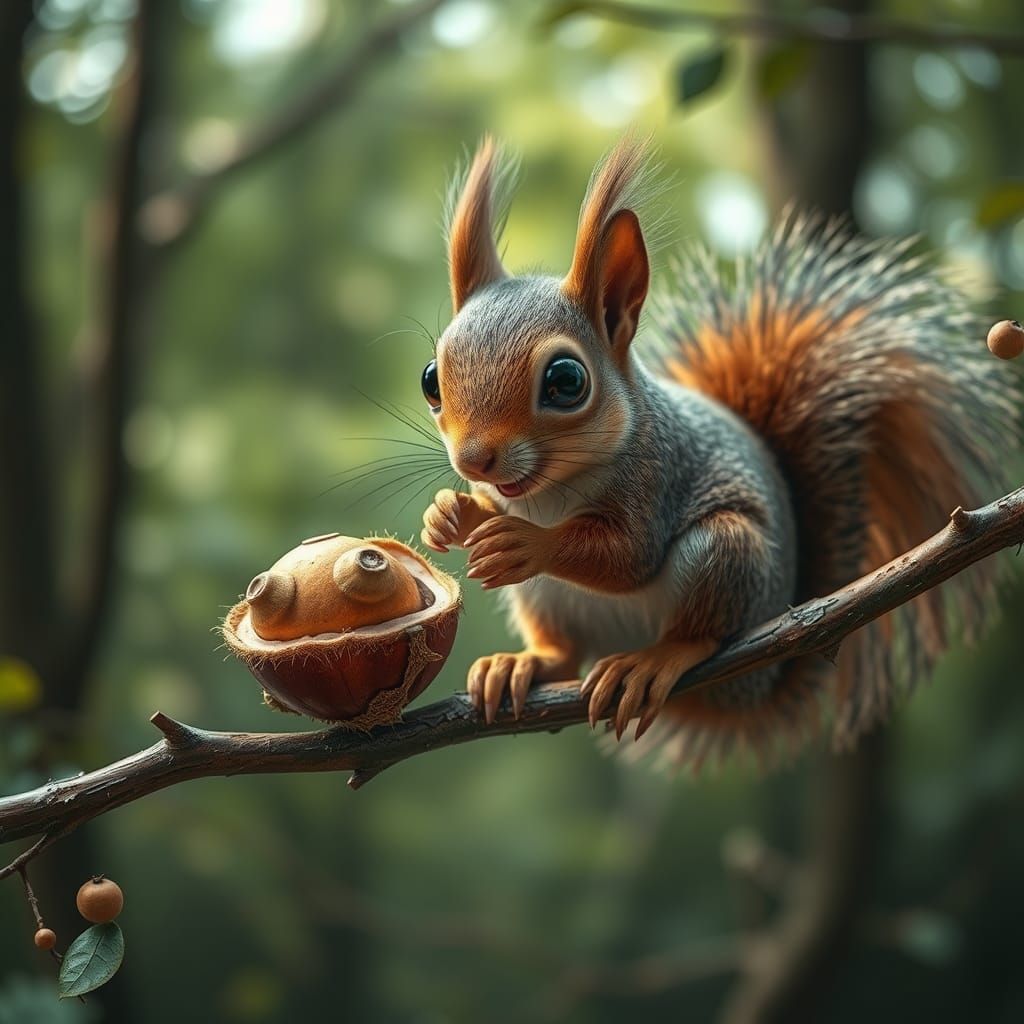 Background forest.
<lora:Kyootness:5.0>

A funny squirrel wi...