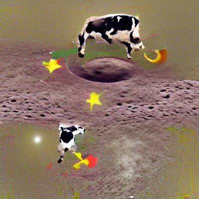Write a prompt for the AI to work from

E.g. A cow jumping over the moon