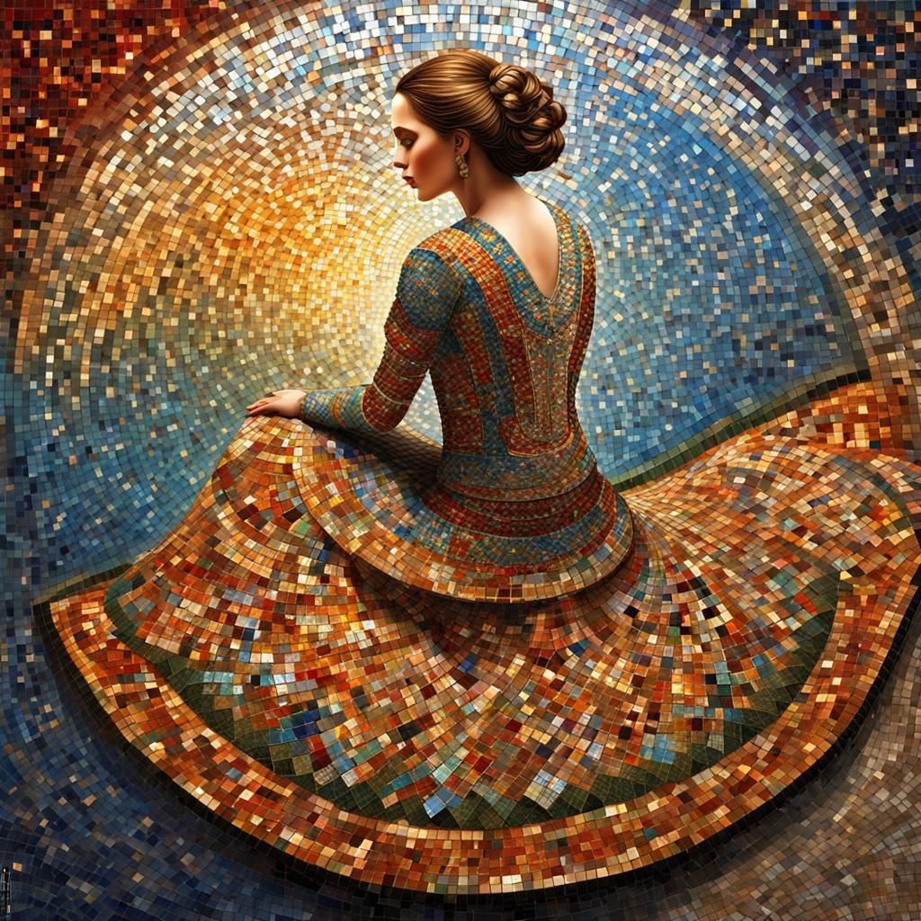Mosaic Dress: A Vibrant and Detailed AI Portrait