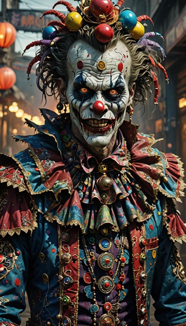 Zombie Clown Madman in Ornate Costume