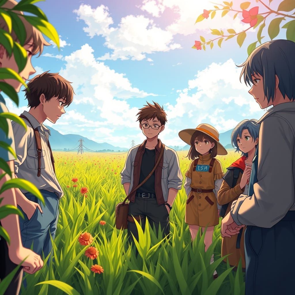 Young Farmers Engage with Pathologists in Lush Field