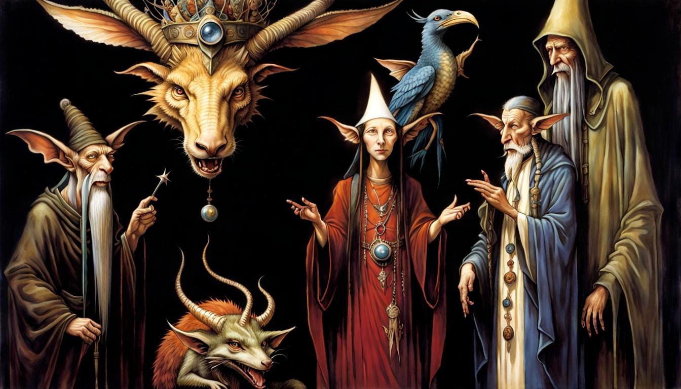 Cryptid Taxidermist Portrait in Occult Style