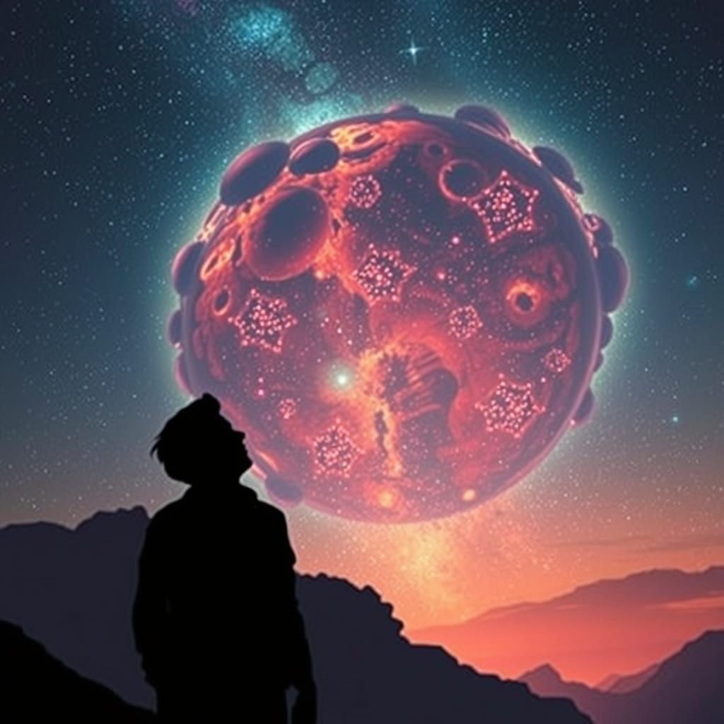 Surreal Galaxy Silhouette in Sci-Fi Style