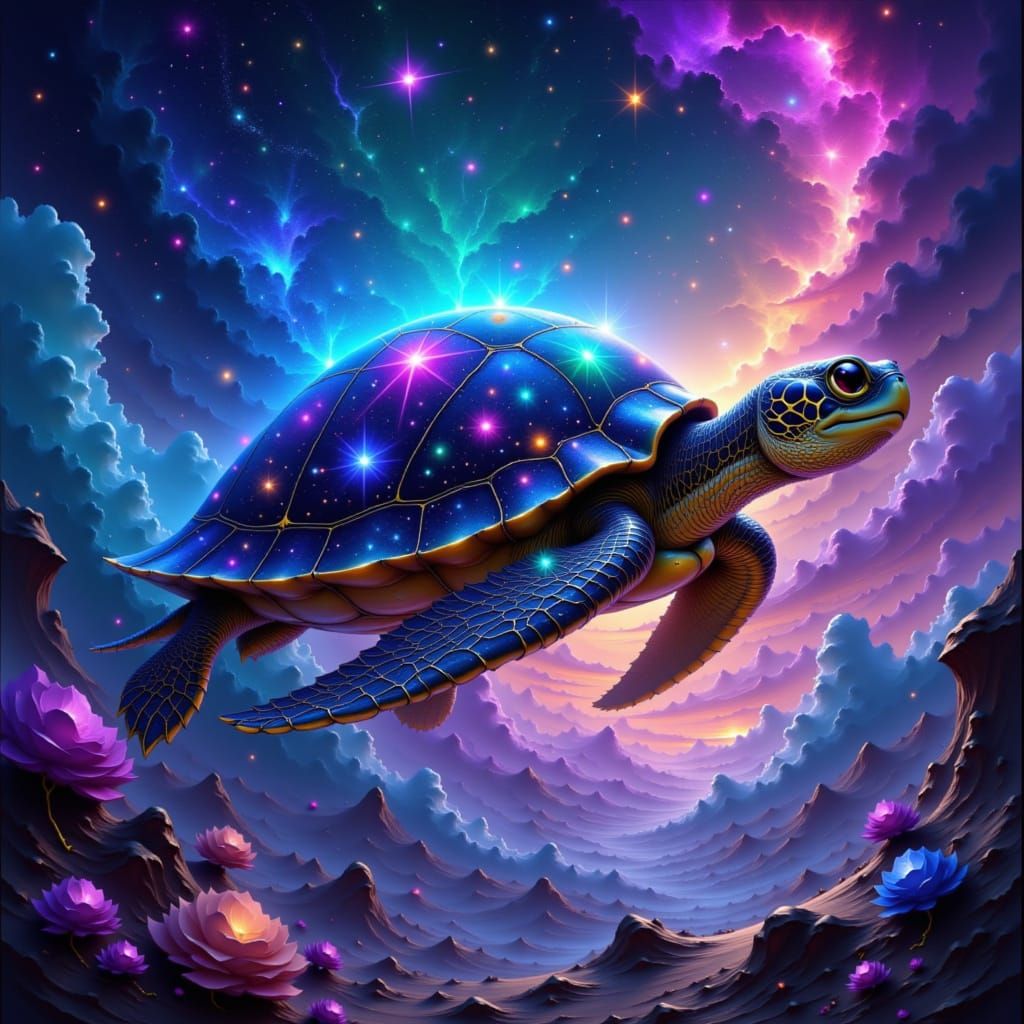 Celestial Turtle Adorned with Constellations