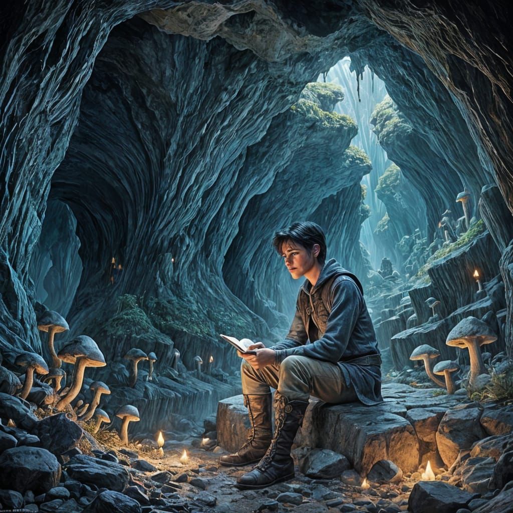 Handsome Prince in Cave: Storybook Illustration