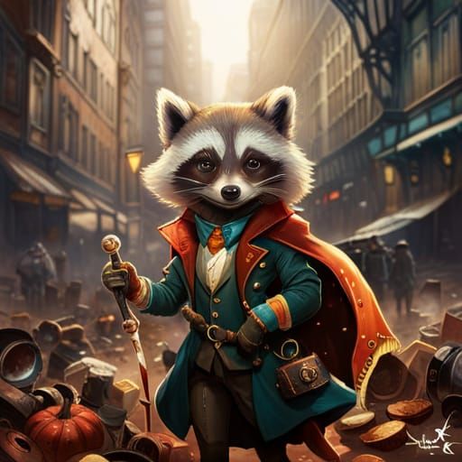 Steampunk Raccoon Portrait in London