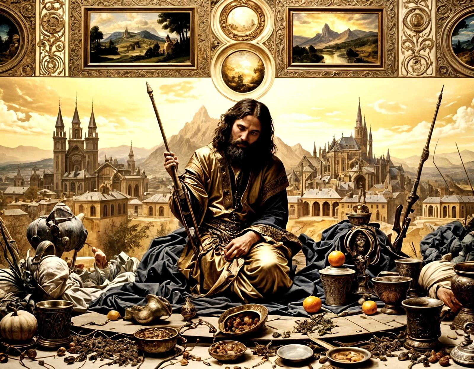 Colorful Renaissance Painting: Intricate Details