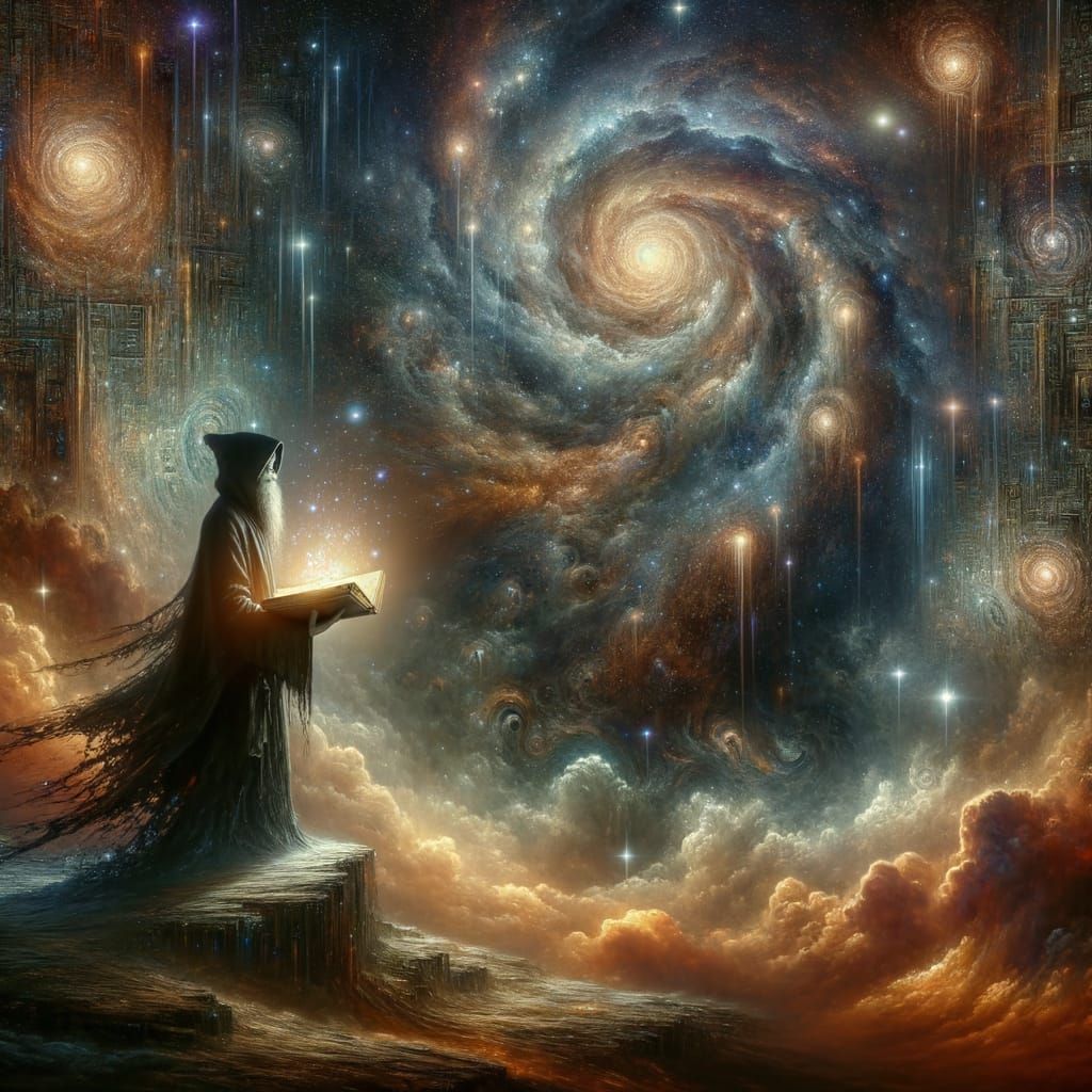 Cosmic Vortex Encounter with Sentient Book