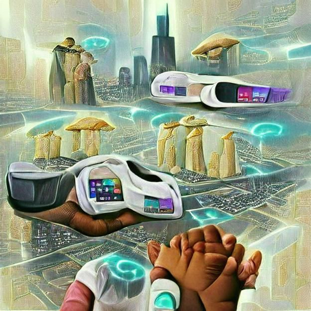 Cyberpunk Cityscape with Flying Vehicles