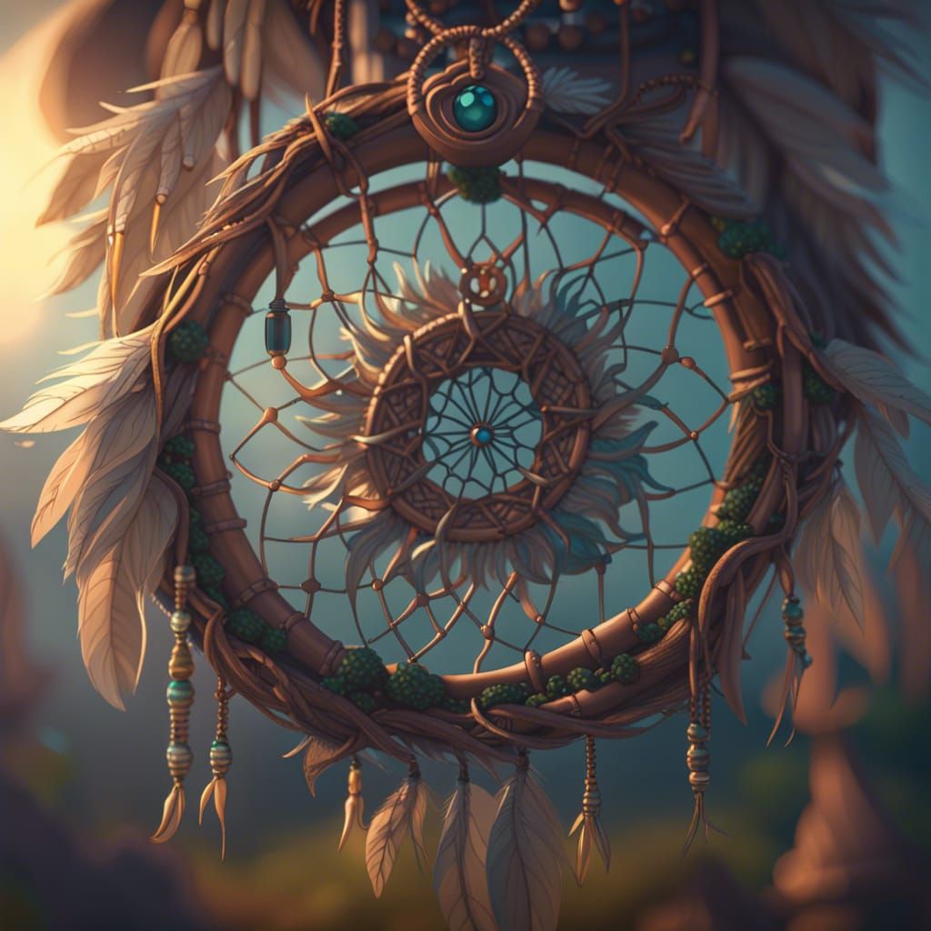 Detailed 3D Dreamcatcher: Digital Illustration