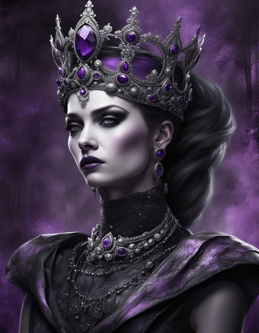 Elegant Goth Punk Woman with Violet Accents