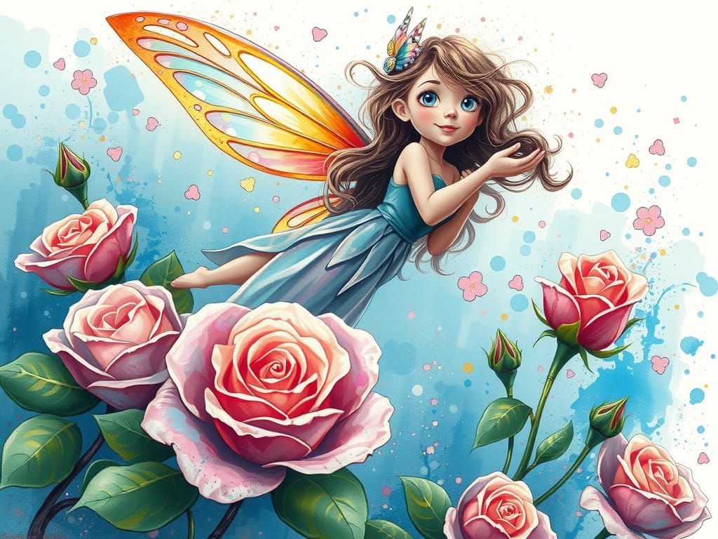 Fairy Sprinkling Magic Dust in Graffiti Art Style