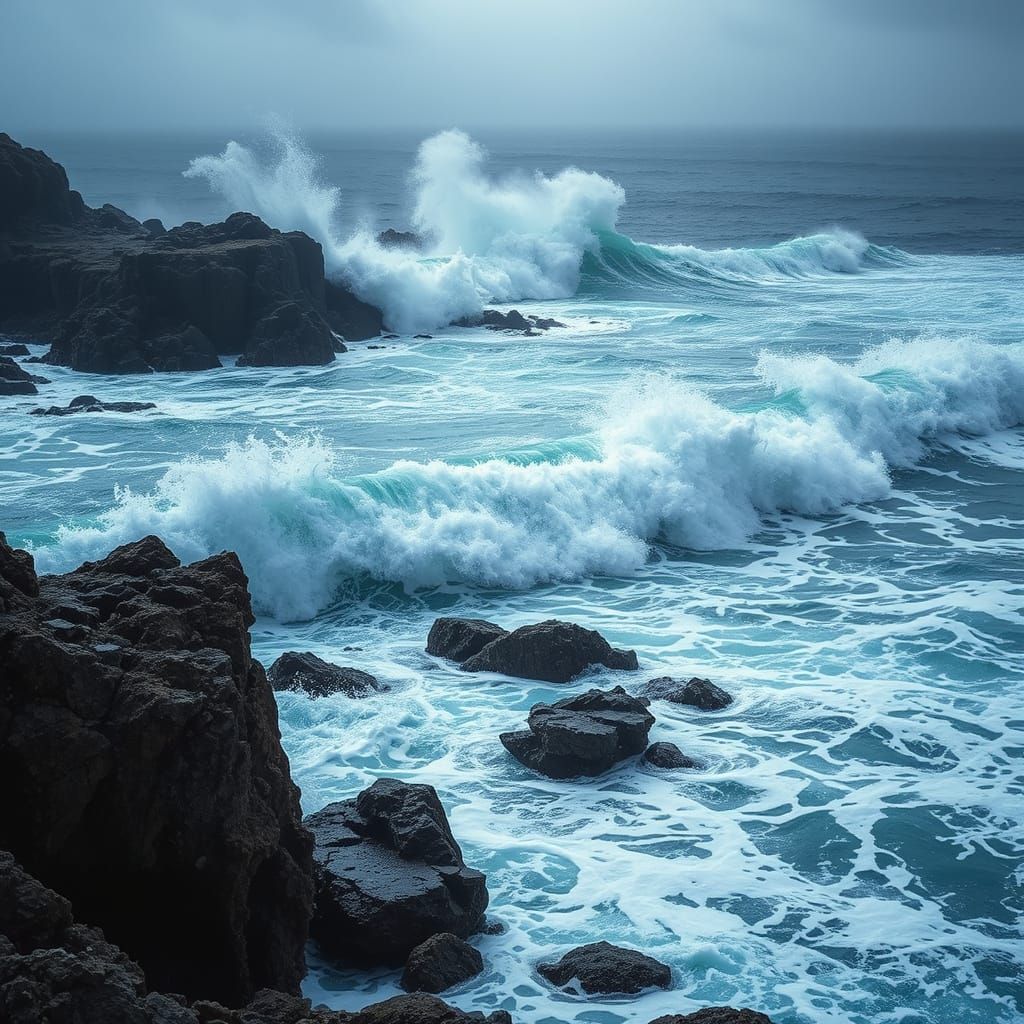 Dramatic Ocean Waves in Epic Landscape Style