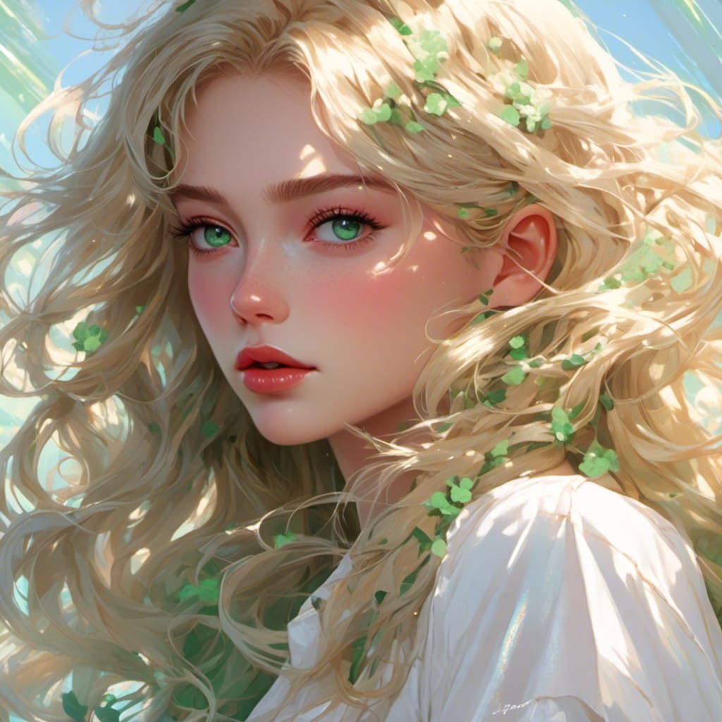 Blond Girl Portrait in Semi-Realistic Style
