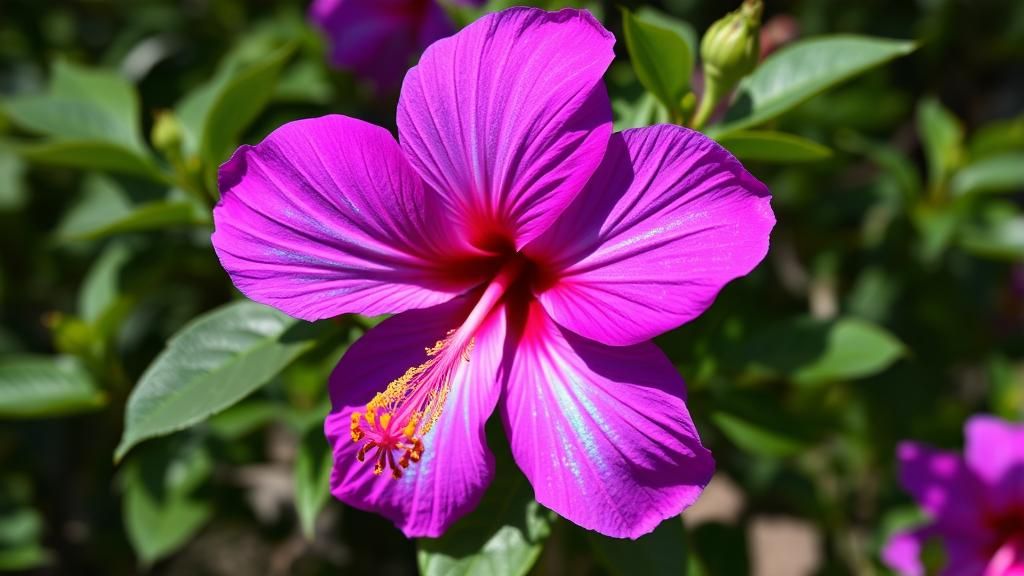 Iridescent Hibiscus and Jacaranda Floral Display