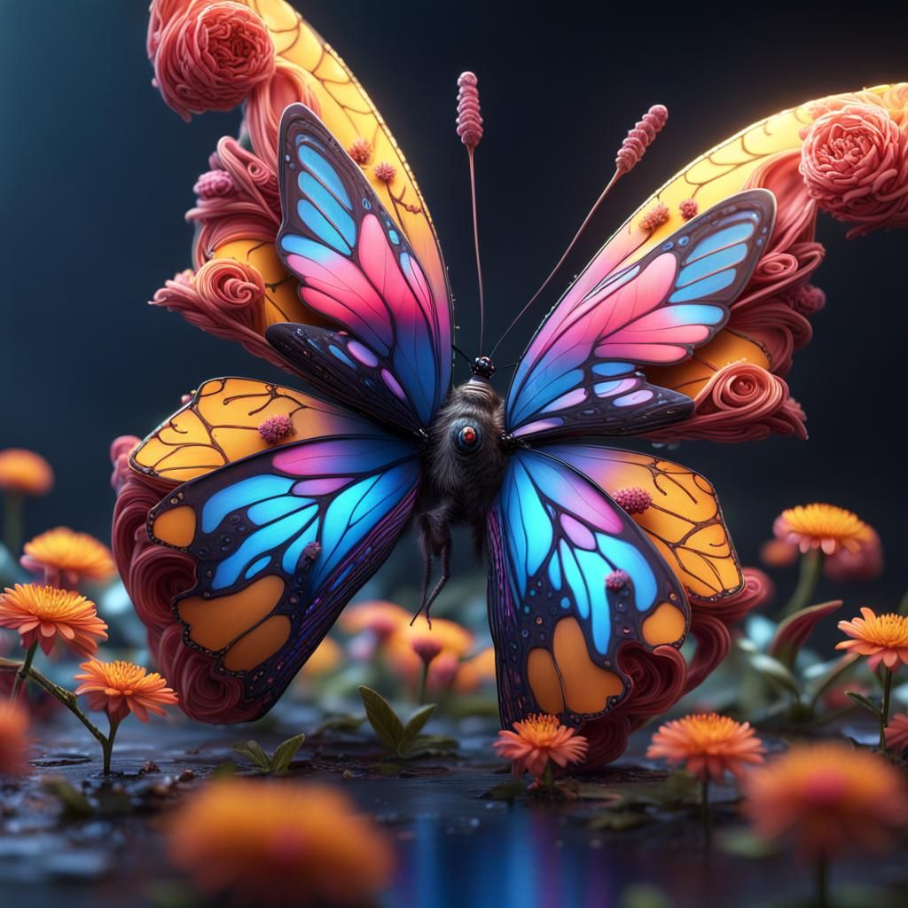 Electric Flower Butterfly: Fantasy Concept Art
