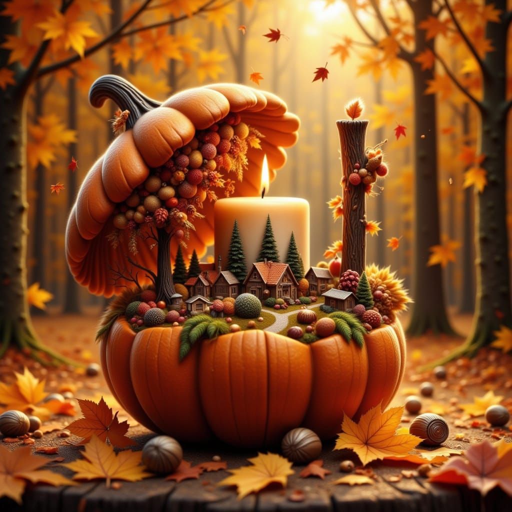 Cozy miniature autumn scene