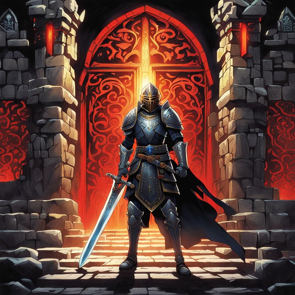Black Knight Guarding Sacred Gate: Anime Style
