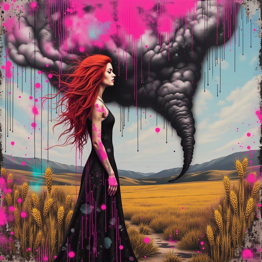 Surreal Redhead Defies Gravity in Tornado-Lifted Kansas Land...