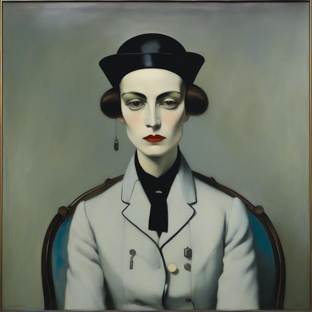 Impassive Poker Face Portrait in Oil Paint