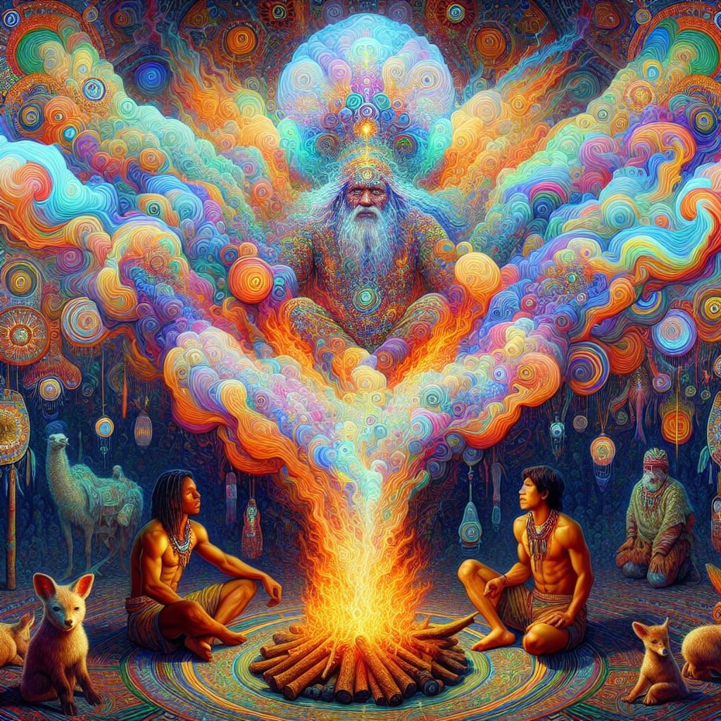 Ancient Warrior Leader Emerges from Smoke in Vibrant Surreal...