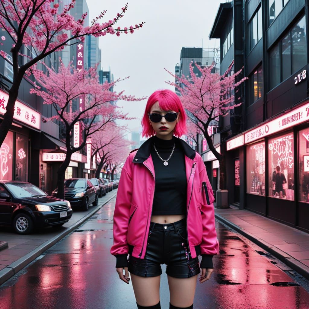 Neo Tokyo Punk Rebellion in Vibrant Hot Pink