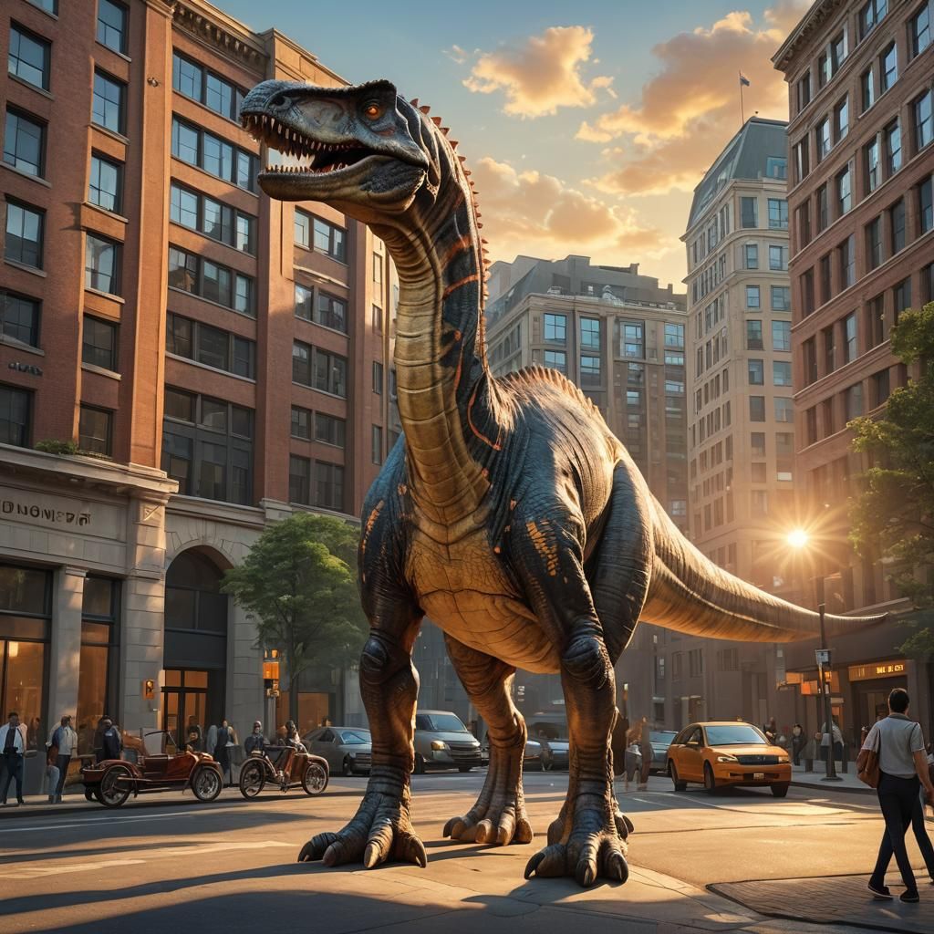 Surreal Digital Art of Zauroposeidon Under Golden Hour