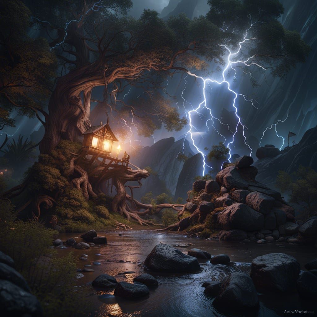 Dramatic Lightning Strike: Fantasy Concept Art