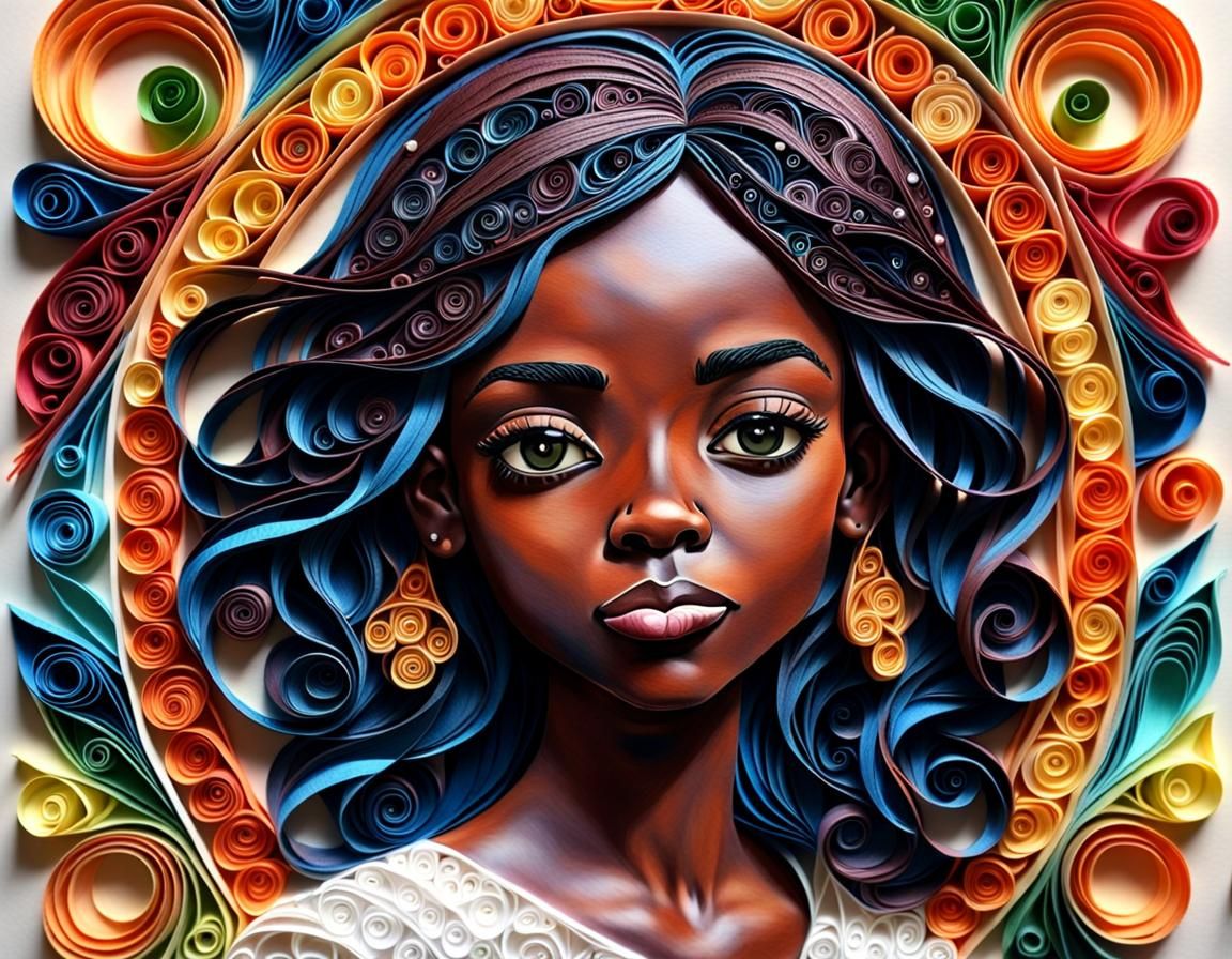 Melanin Portrait in Romanesque Quilling Style