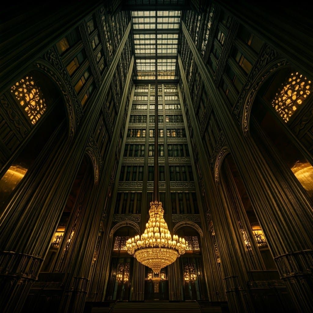 Opulent Art Deco Skyscraper Lobby in New York