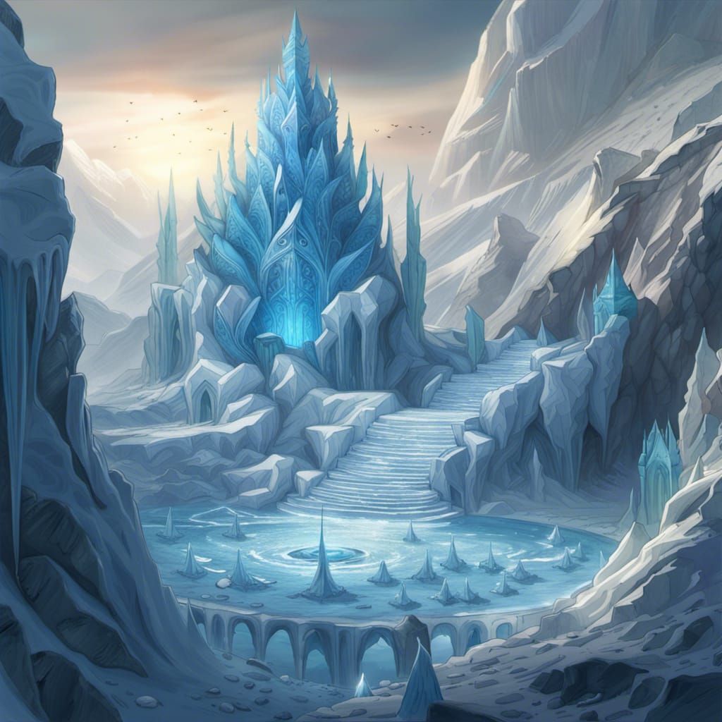 Majestic Ice Palace on Glacial Tundra in 8k