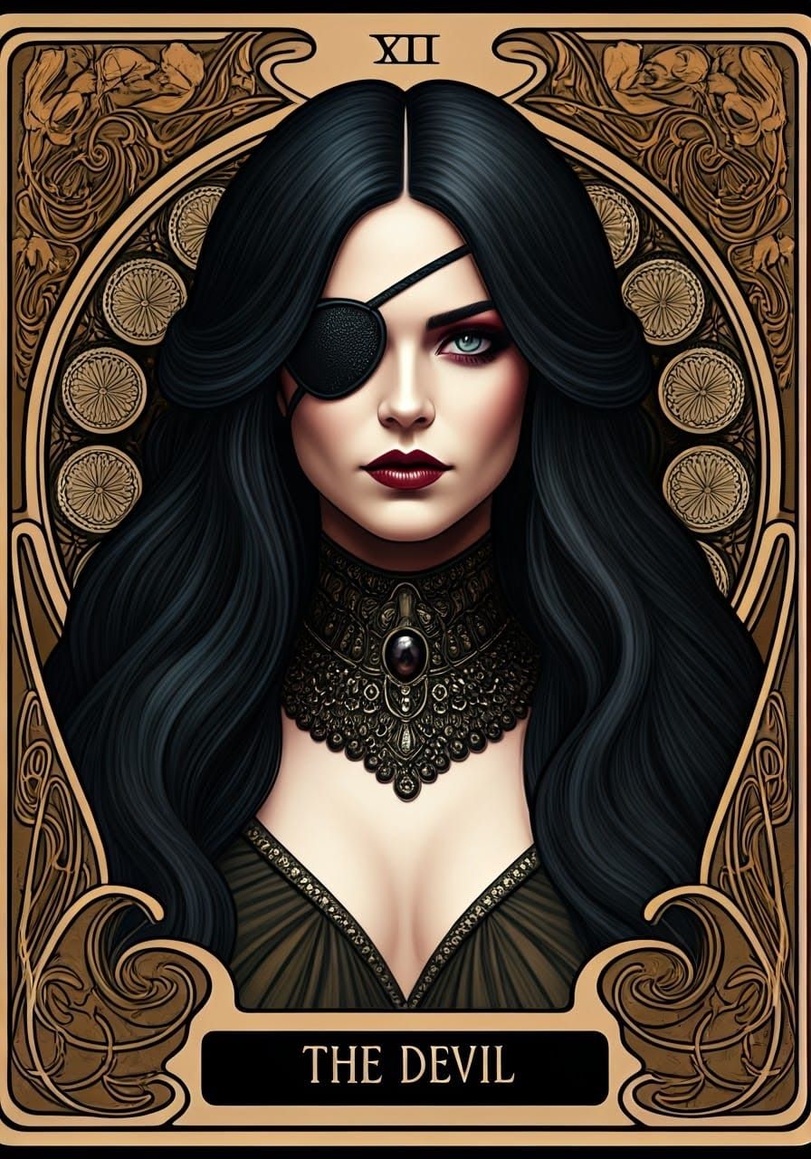 Art Nouveau Tarot Card: Daughter of The Devil
