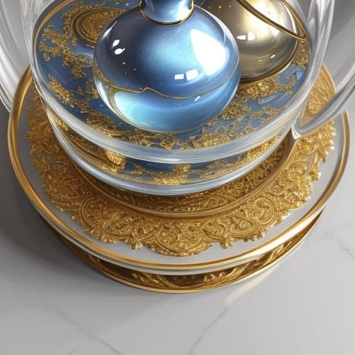 Opulent Baroque Revival Still Life with Marbled Murano Glass