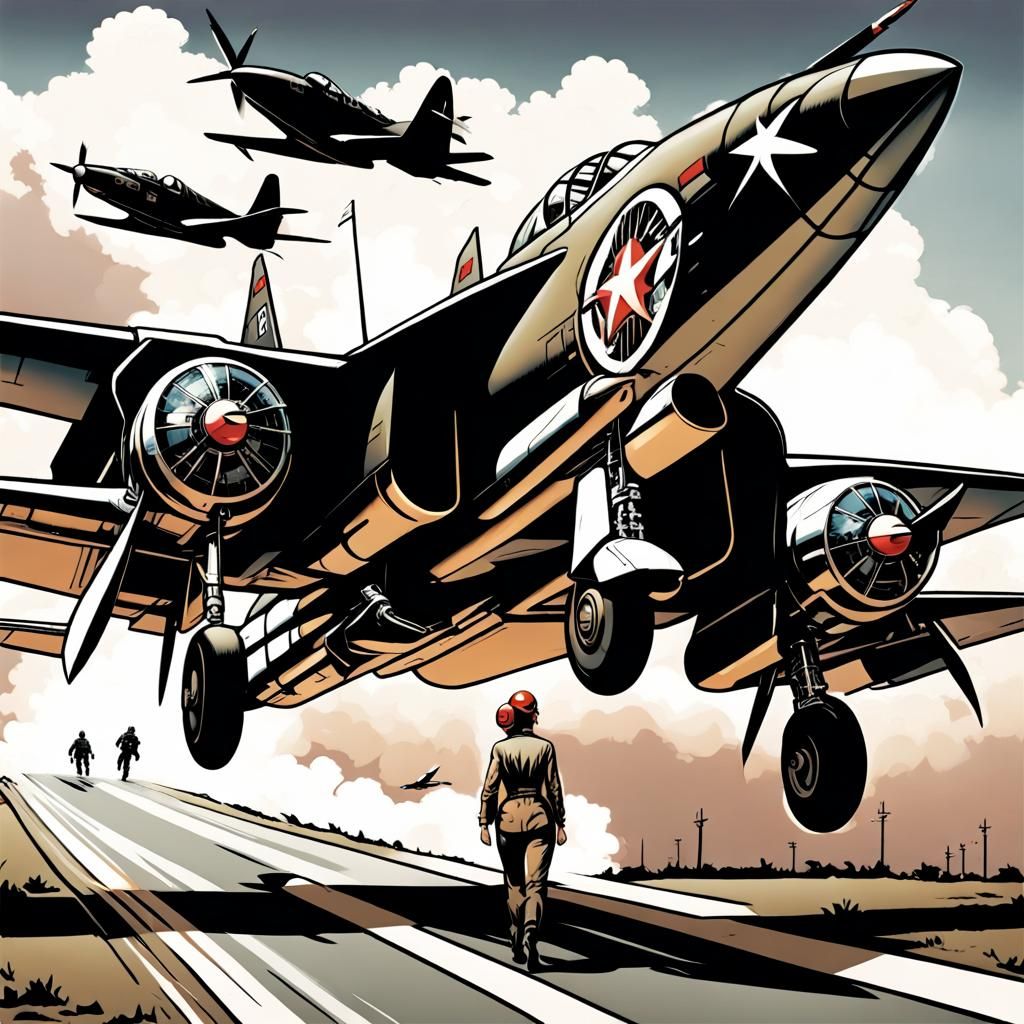 WWII Fighter Jet with Lucky Lady Art