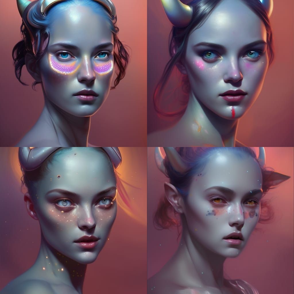 Detailed Space Girl Portrait in Art Nouveau Style