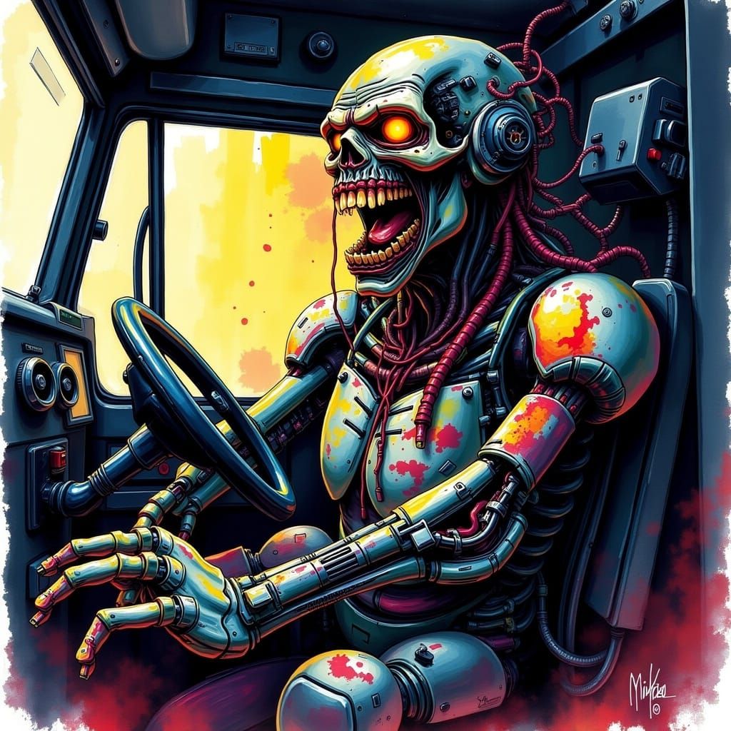 Techno Zombie Truck Driver: Comic Book Art