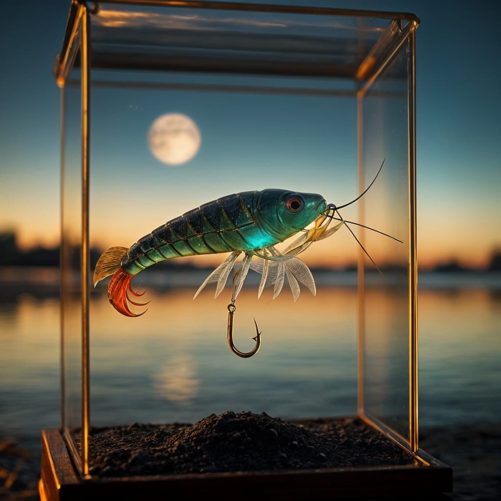 Bioluminescent Crayfish Fishing Lure in Intricate Carbon Fib...